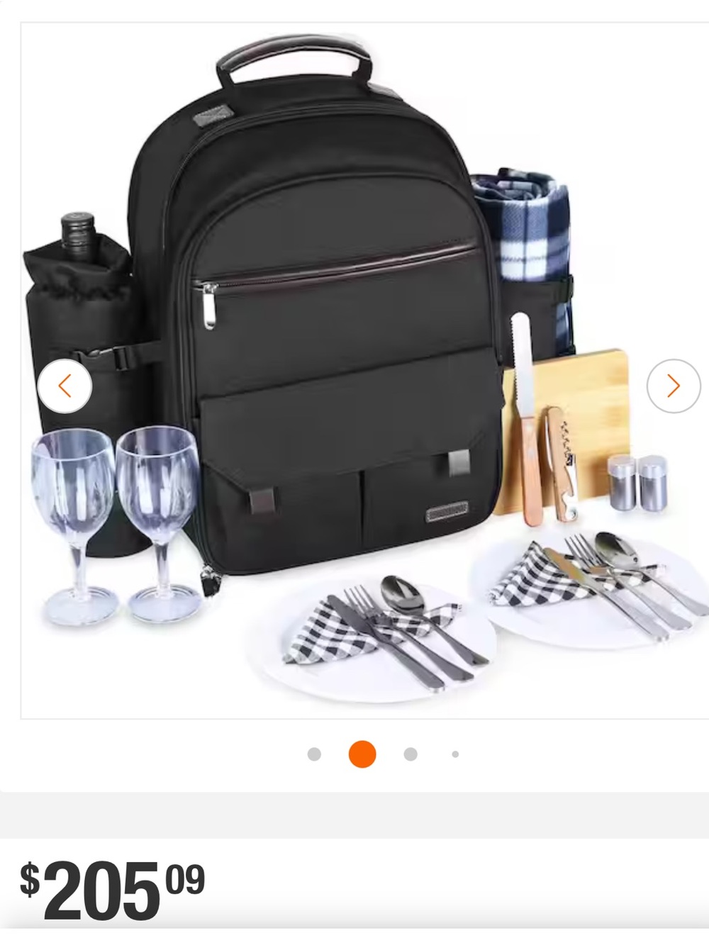 Black Picnic Backpack Cooler Bag with Wine Holders